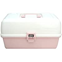 Lunar Box- bandejas de artes- manualidades y caja de costura- 3 bandejas con compartimentos divisorios ajustables (Rosa)